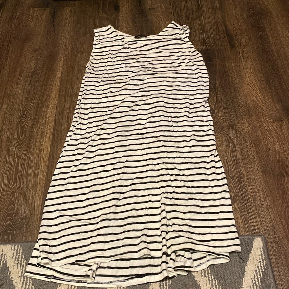 striped black and white dress